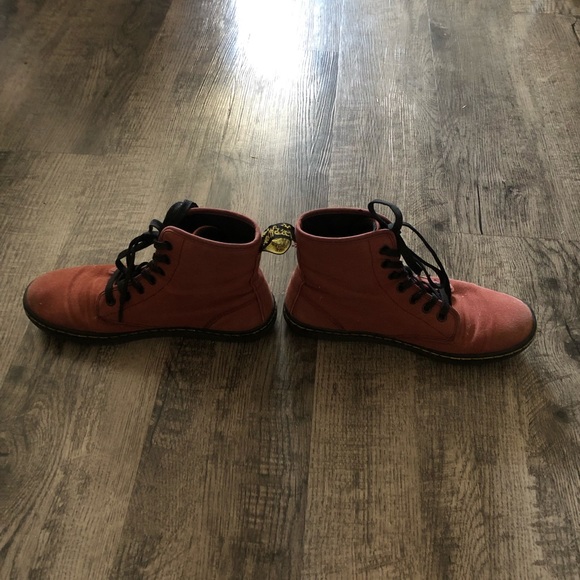 Doc Martens Maroon Red Canvas Air Wair Bouncing Soles High Tops - Picture 4 of 8